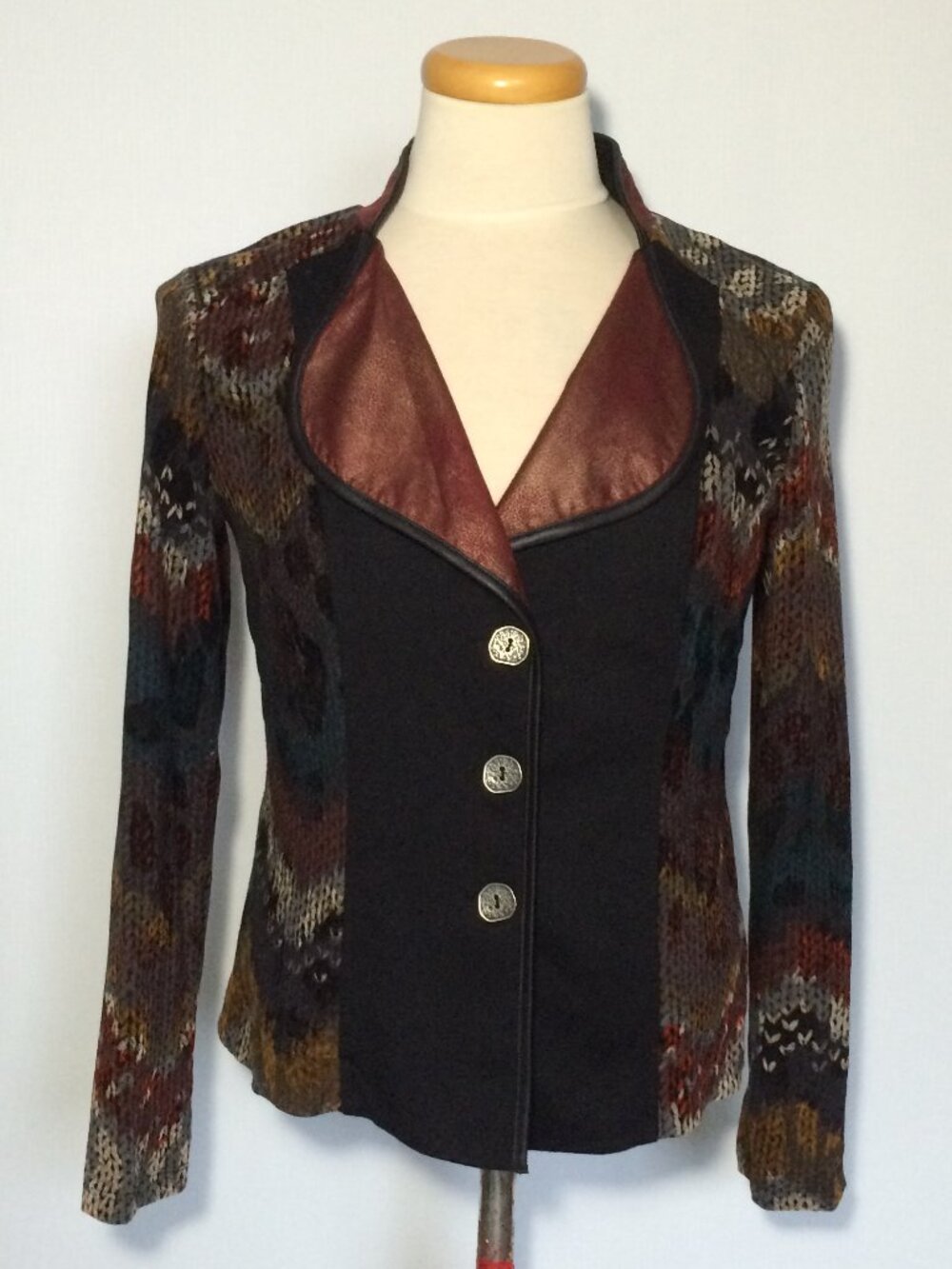 Dolcezza Womens Jacket Medium Multicolor Button Closure Long Sleeve